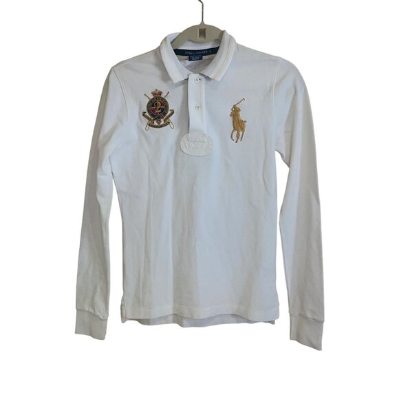 Polo Ralph Lauren Mens Polo Shirt Size Medium White Big Pony No 2 Horse Rare - Picture 9 of 10